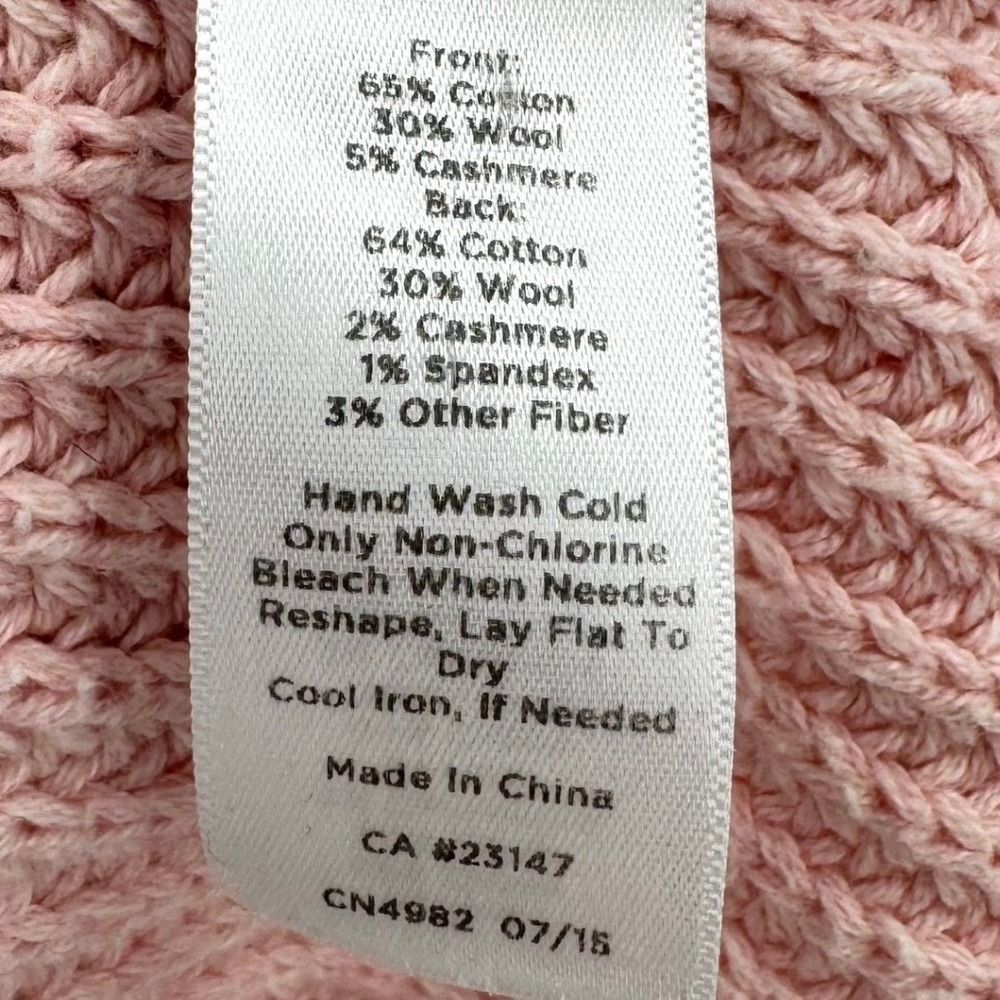 Talbots Petites Light Pink Cable Knit Turtleneck Sweater High-Low Hem Women's SP - Picture 10 of 10